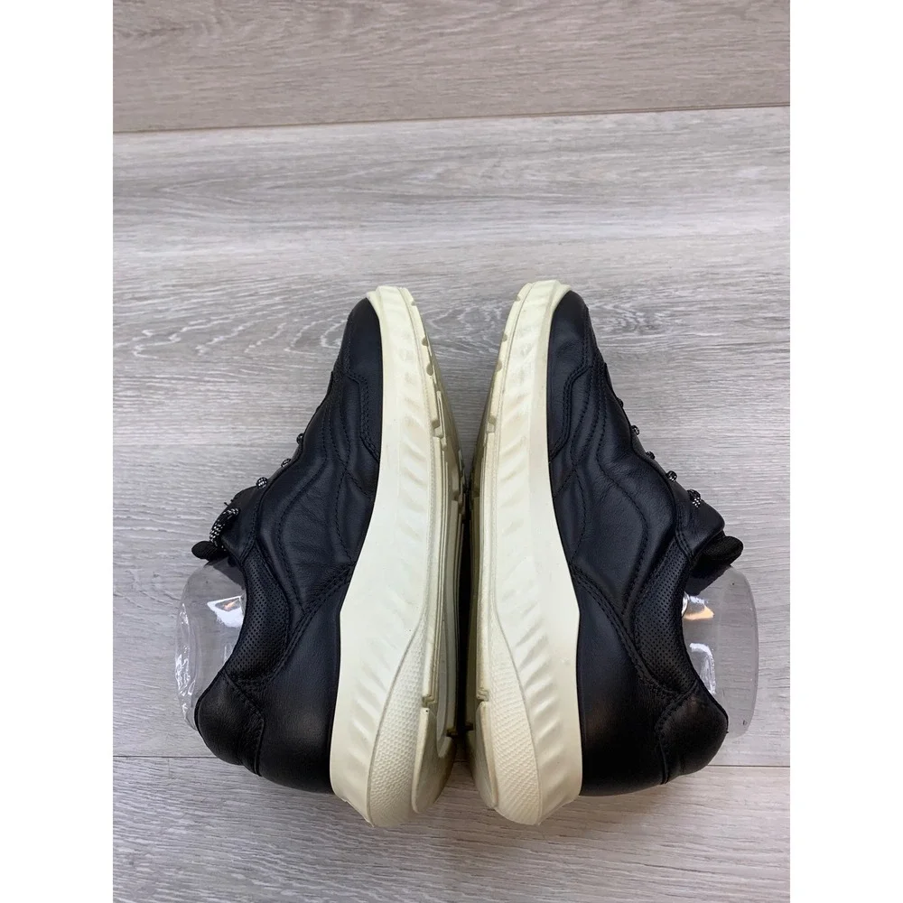 ECCO Women's Black Leather‎ Low Top Sneakers Comfort Shoes 38 EU 7-7.5 US